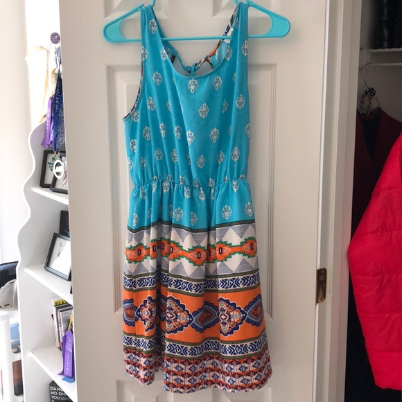 Blue and Orange Sun Dress - Picture 1 of 5